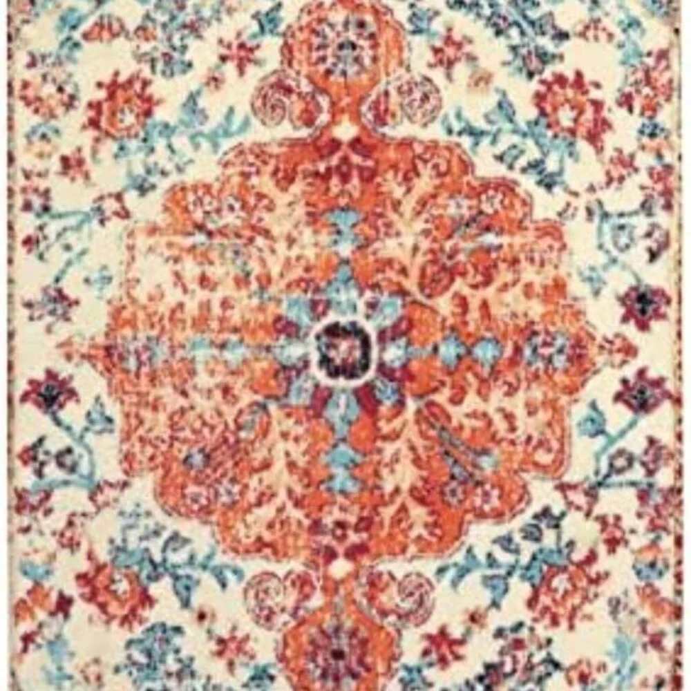 Area Rug 4 x 6 Vintage Faux Wool Indoor Throw Mat Non-Slip Washable Carpet